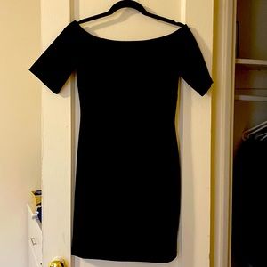 Over the shoulder black mini dress